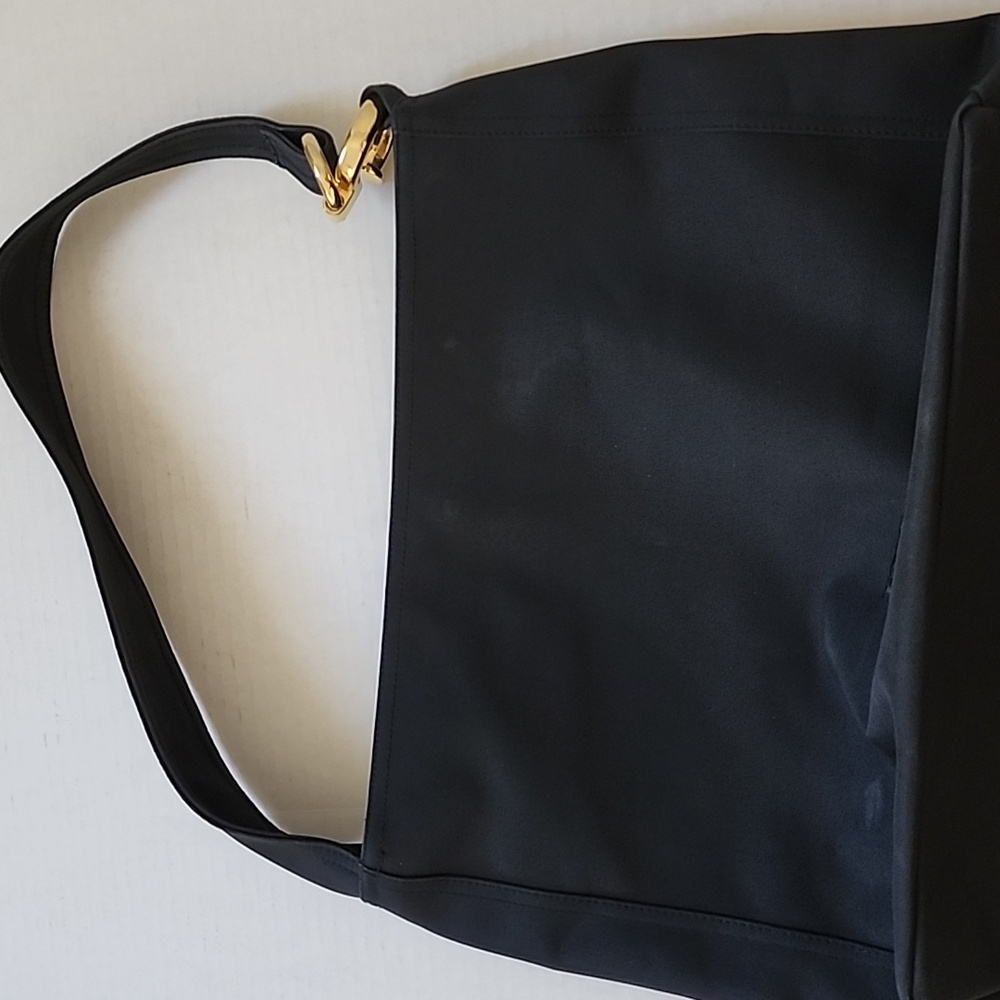 Perry Ellis America Portfolio black nylon tote bag Gold detail